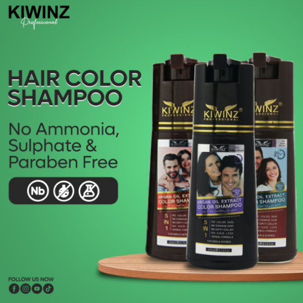 Kiwinz Hair Color Shampoo Natural Black 200ml Argan Oil Extract